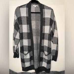 American Eagle Outfitters Plaid Open-Front Cardigan